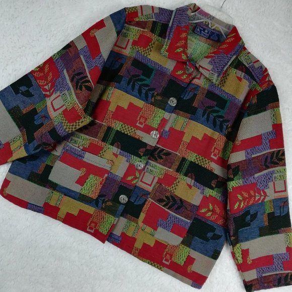 Jane Ashley Womens Jacket Blazer Woven Multicolor Fall Leaves Button Down 2X - Picture 11 of 12